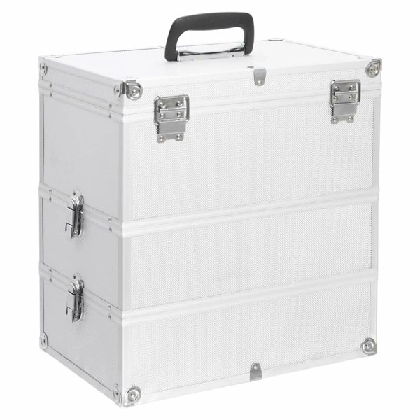 Berkfield Make-up Case 37x24x40 cm Silver Aluminium