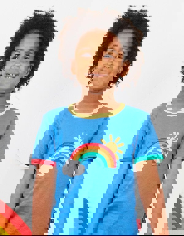 Organic Rainbow Sun and Cloud Applique T-Shirt - Toby Tiger UK Retail