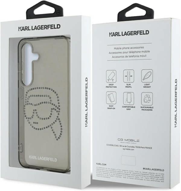 Karl Lagerfeld Rhinestones Karl Head Logo Case for Samsung Galaxy S25 6.2" Black - KLHCS25SHKHDCELK