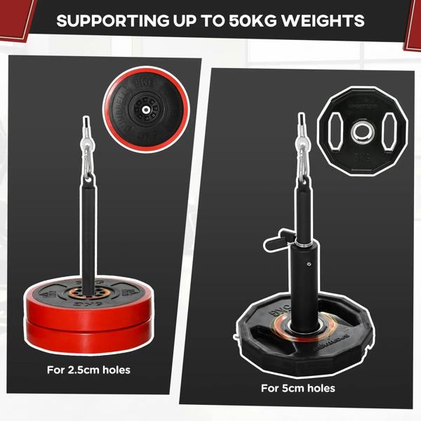 Weight loading pin compatible with 5kg and 2.5cm-hole weight plates