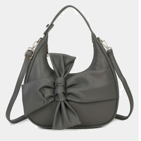 Love EMVY Bow Moon Crescent Faux Leather Top-Handle Shoulder  Bag