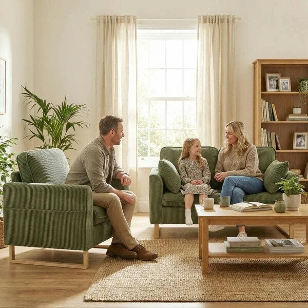 Accent Chair with Spring, Modern Industrial Armchair with Metal Legs for Livingroom Dark Green