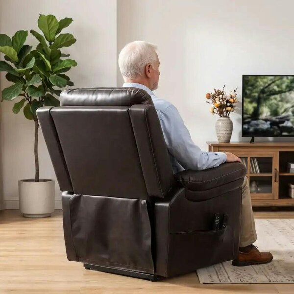 Riser Recliner Chair with Massage and Heat, Electric Lift Recliner Armchair for Elderly with Spring Cushion, Brown
