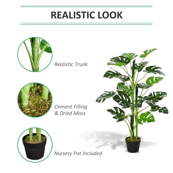 Artificial monstera tree with green leaves in included nursery pot