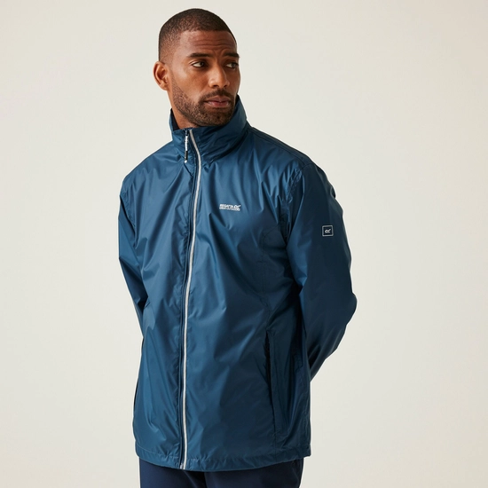 Regatta Mens Lyle IV Waterproof Hooded Jacket - Moonlight Denim/Tangerine Tango