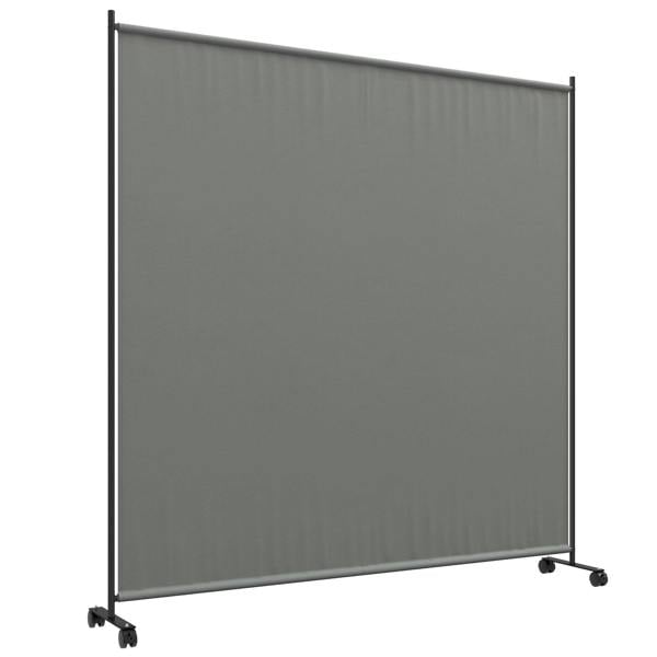 Dark grey outdoor privacy screen on wheeled frame, 183 x 181 cm