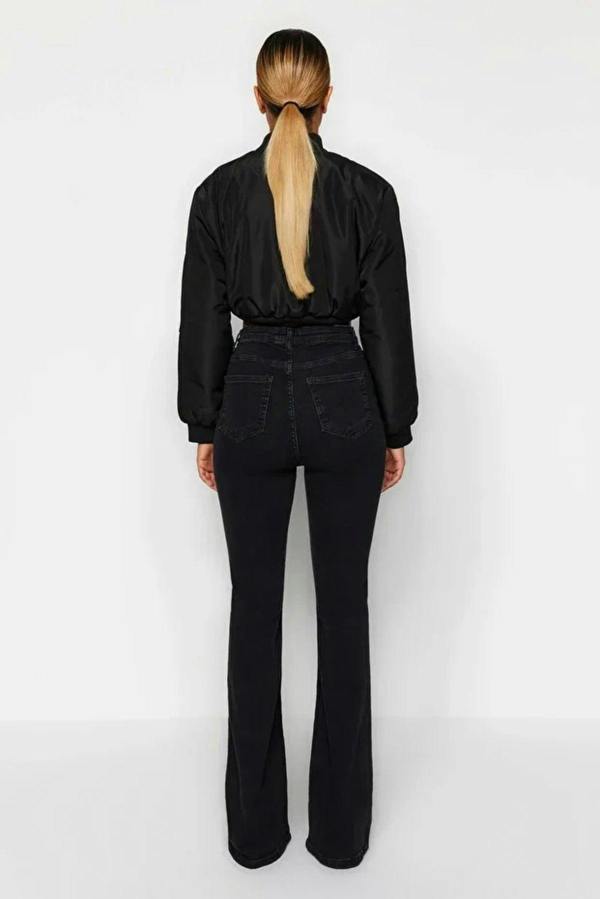 WOVCOR High Waist Flare Jeans with Button Front