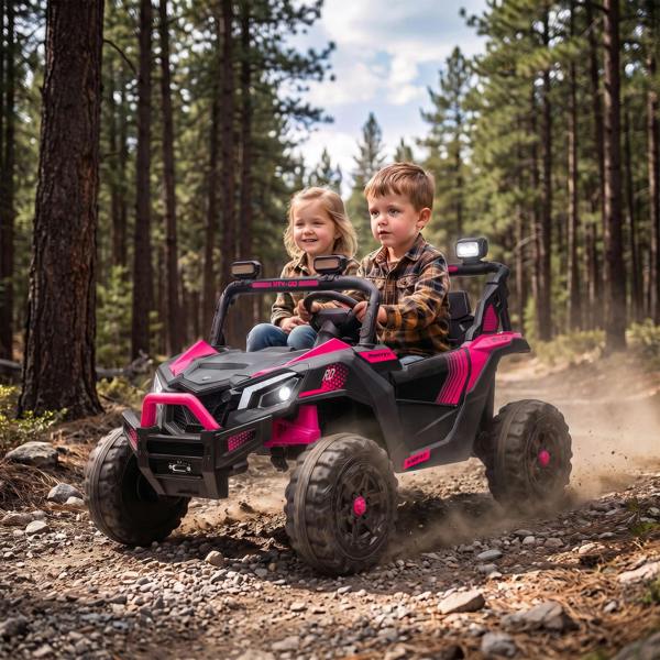 AIYAPLAY 24V 2 Seater Ride On Truck Car for Big Kids with Remote, Pink