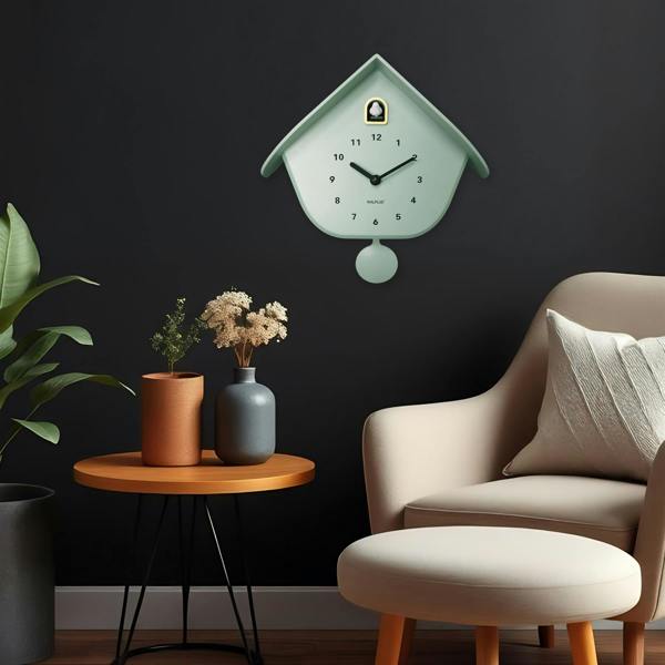 WALPLUS WC2164 - Walplus Minty Green Pastel Cuckoo Clock (32.5cm / 12.8 inch)