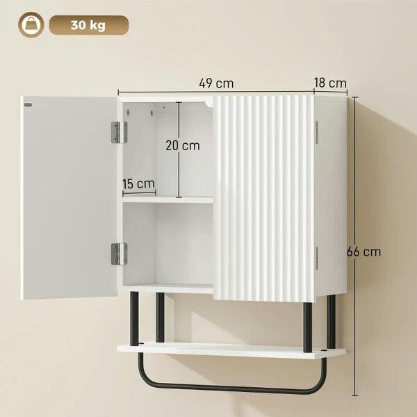 Bathroom Wall Cabinet Modern Space Saver Wall Mounted Cabinet Doors Storage White