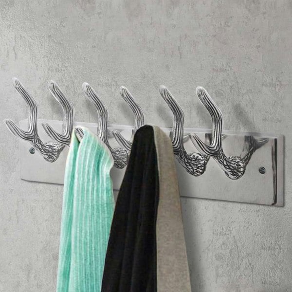 Berkfield Wardrobe Coat Hooks 4 pcs Silver Aluminium