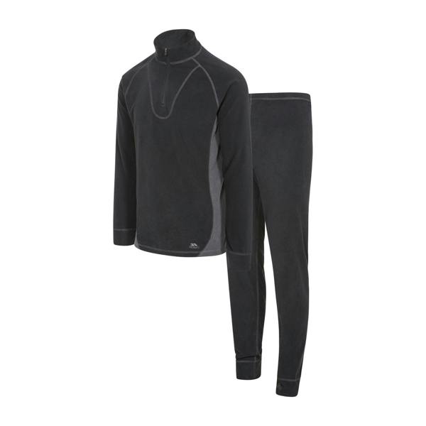 Trespass Unisex Thriller Thermal Top And Bottom Set - Black - 