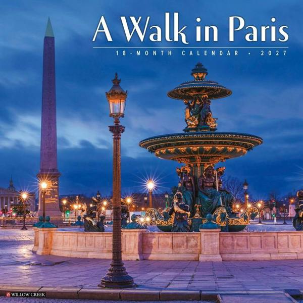 A Walk In Paris Calendar 2027, Wall Calendars, Month To View, Travel, Gift