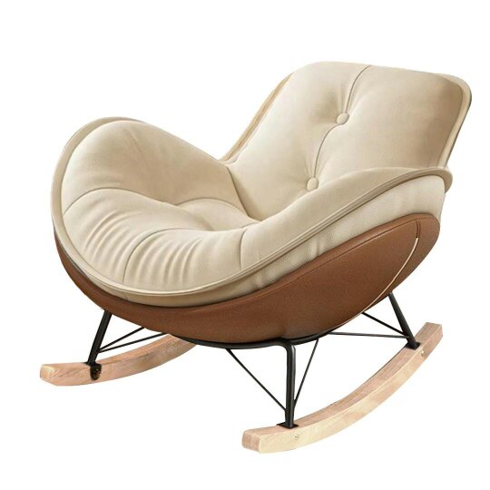 Havendro Lazy sofa recliner rocking chair for living room and balcony - coffee - PU leather steel wool