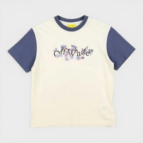 Off-White Kids Bookish Flower Logo Colour Block Basic Fit Tee