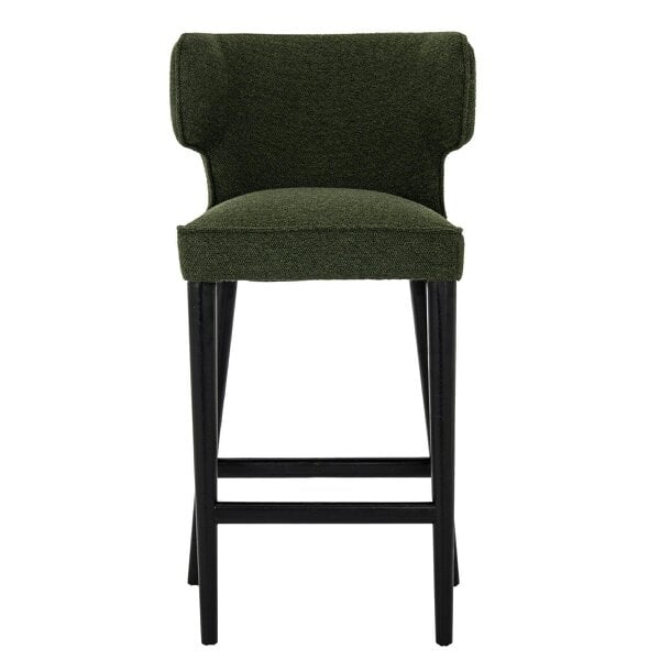 Wyld Haus Modena Modern Green Upholstered Bar Stool with Wooden Legs