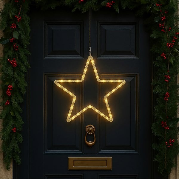 Xmas Haus 25CM 20L Warm White Led Hanging Star ,3xAA