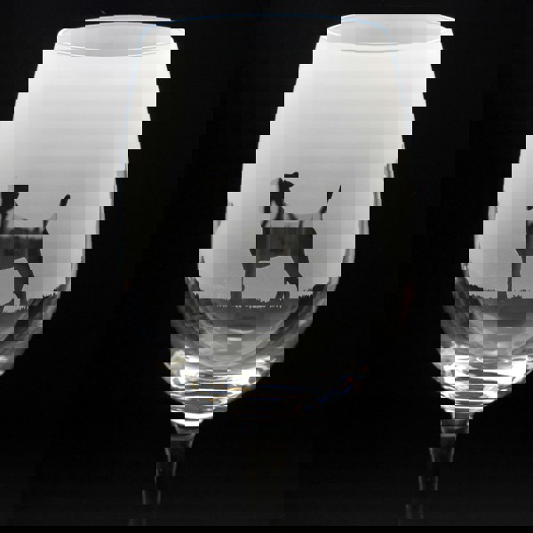 Glyptic Glass Art Jack Russell Dog Crystal Wine Glass - Hand Etched/Engraved Gift