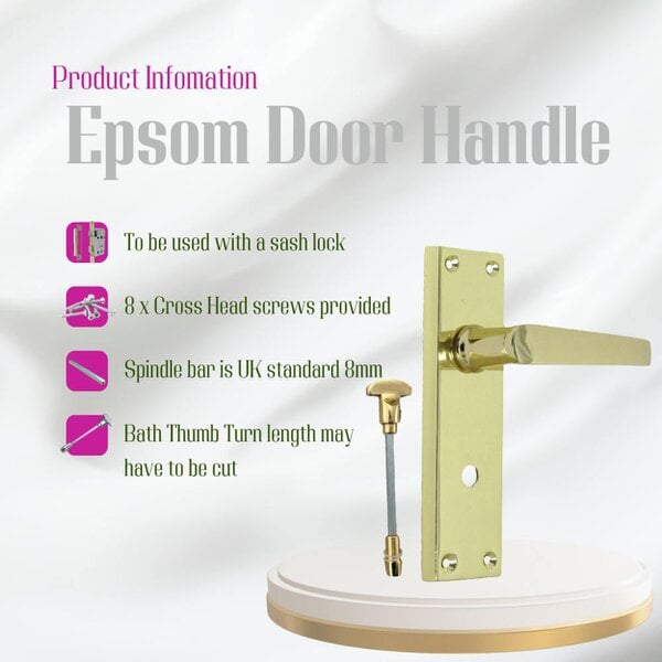 EDH Door Hardware Victorian Straight Brass Bathroom Door Handles – Interior Lock Handle