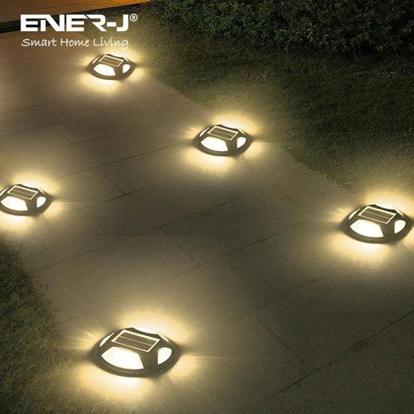 ENER-J 2 Pc Pack Solar Powered Decking or Pathway Garden Lights, 2 Colour Options - 6000K & BLUE