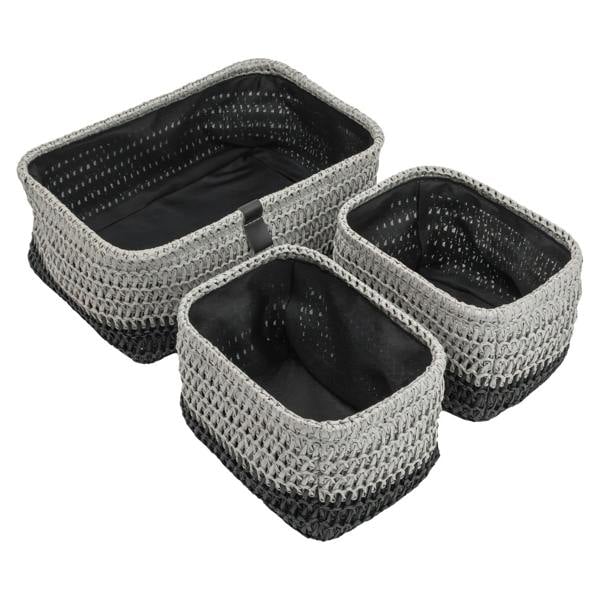 JVL Kenzi Rectangular Fabric Storage Baskets for Home Organisation, Set of 3