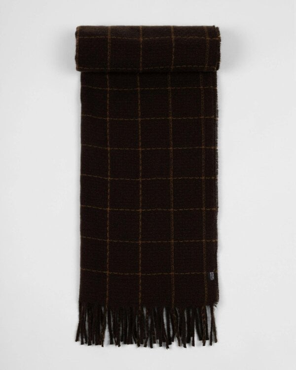 Steel & Jelly Apley – Brown with Rust Windowpane Check Oversized Scarf