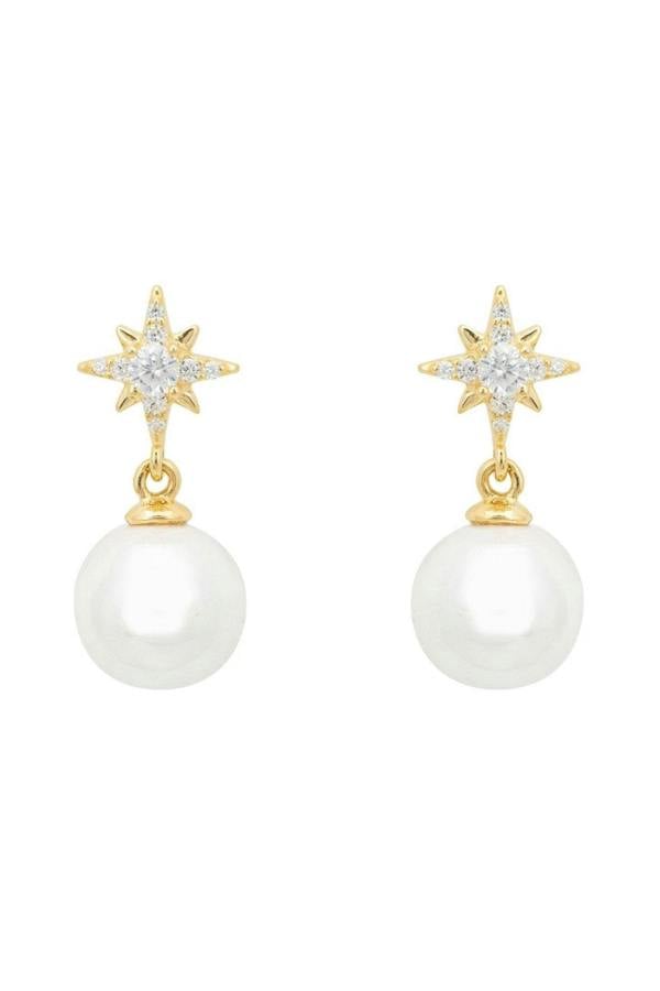Polaris North Star Pearl Earrings Gold - LATELITA Earrings