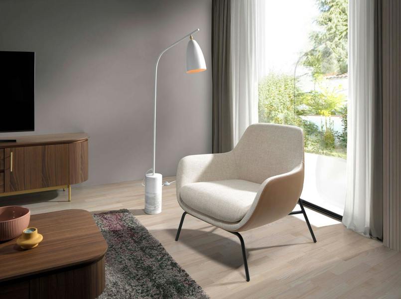 Angel Cerdá Cream Fabric and Brown Leatherette Armchair 5099