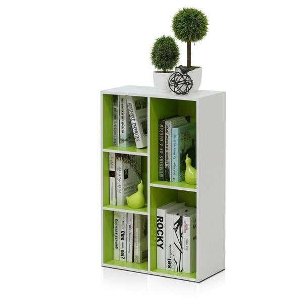 WALPLUS Luder 5-Cube Reversible Open Shelf, White/Green | Elegant Interior Wall Decoration