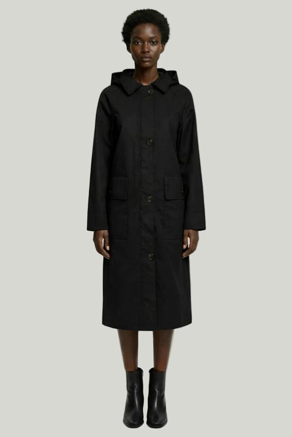 Elle Waxed Cotton Long Coat