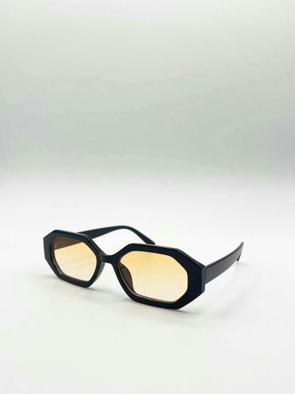 Oval Geomentric Sunglasses in Black Orange - svnx