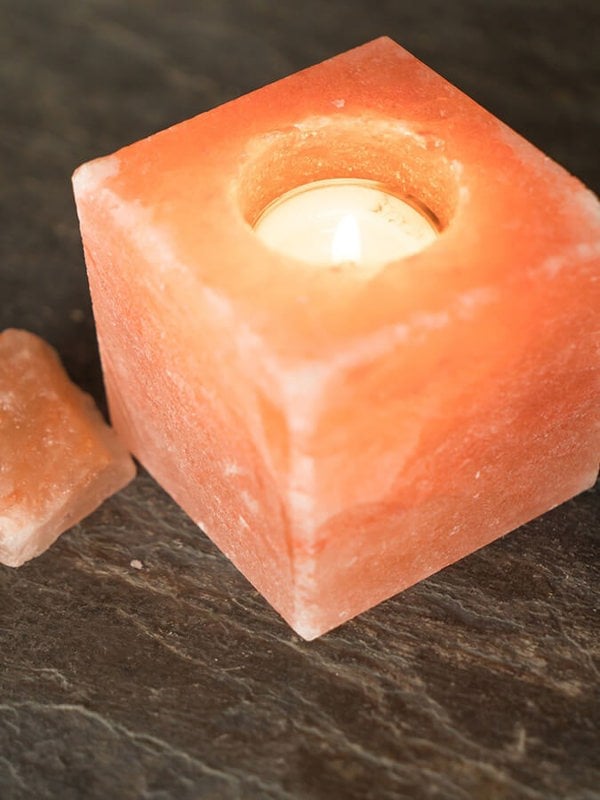 Yoga Studio Himalayan Salt Tealight Candle Holder - Square