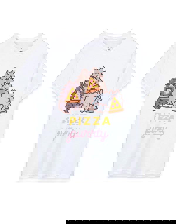 Pusheen Girls White Pizza Purrty Short Sleeved T-Shirt