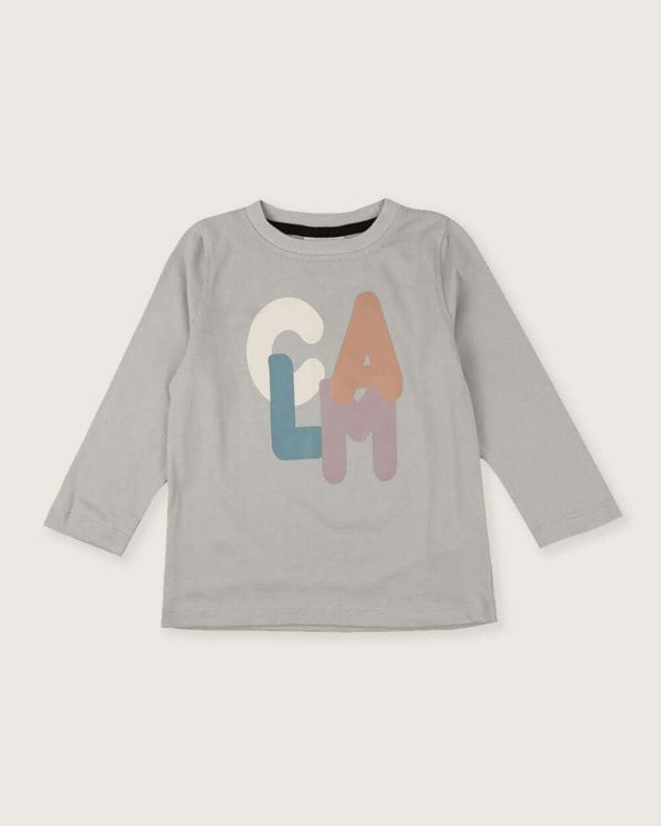 Grey Calm Slogan Print Top - image 2