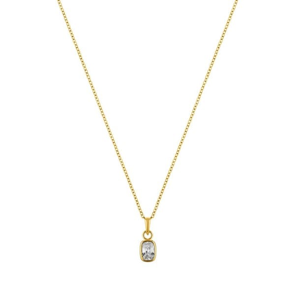 LaBante London Ethically & Sustainably Made Moissanite Oval Enigma Gold Plated Sterling Silver Necklace