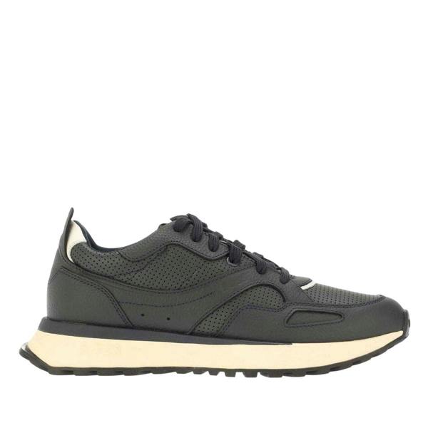 Boss Mens Jonah Run Leather Trainers - Dark Blue - 
