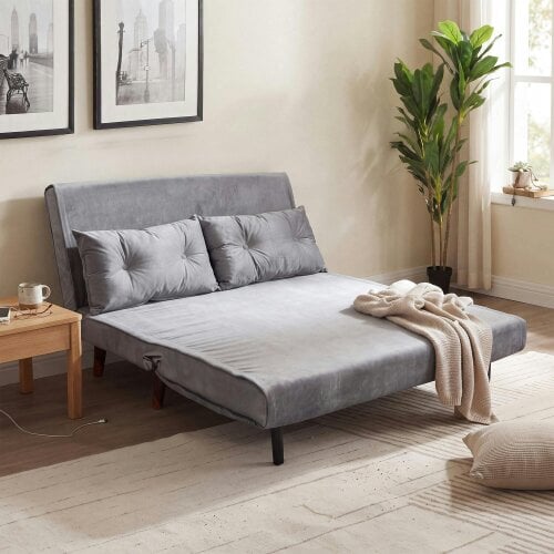 Kosy Koala Double Sofa Bed Sleeper Foldable Portable Pillow Lounge Couch Grey Sofa