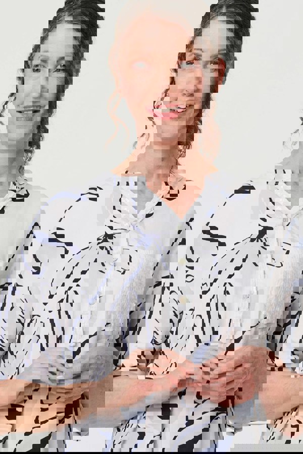 White | Floral Sequin Detail Relaxed Blouse
