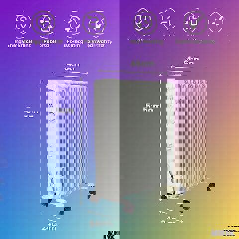 Mylek Oil Filled Electric Portable Heater Radiator with Adjustable Thermostat 2500w
