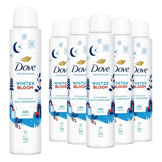 Dove Anti-Perspirant Deodorant Winter Bloom, 48H Sweat Protection 200ml 6 Pack