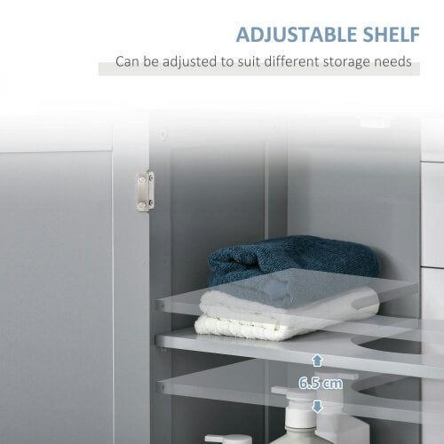Wyld Haus Seseha Grey Under Sink Vanity Cupboard With Double Doors And Adjustable Shelving For Fauxdestal Or OFauxn Basin