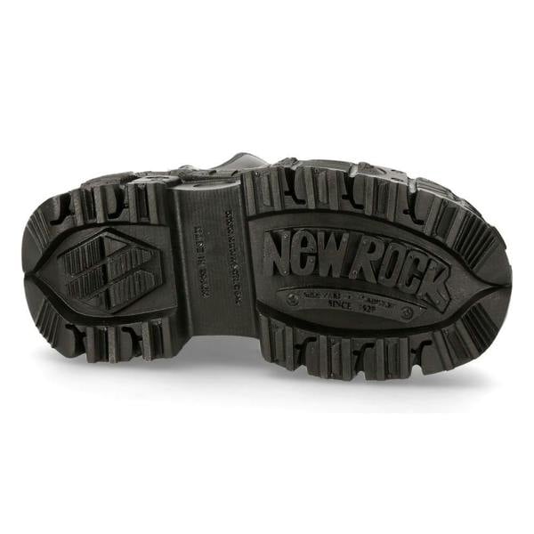 New Rock Unisex Black Vegan Leather Sandal Boots- BIOS107-V1
