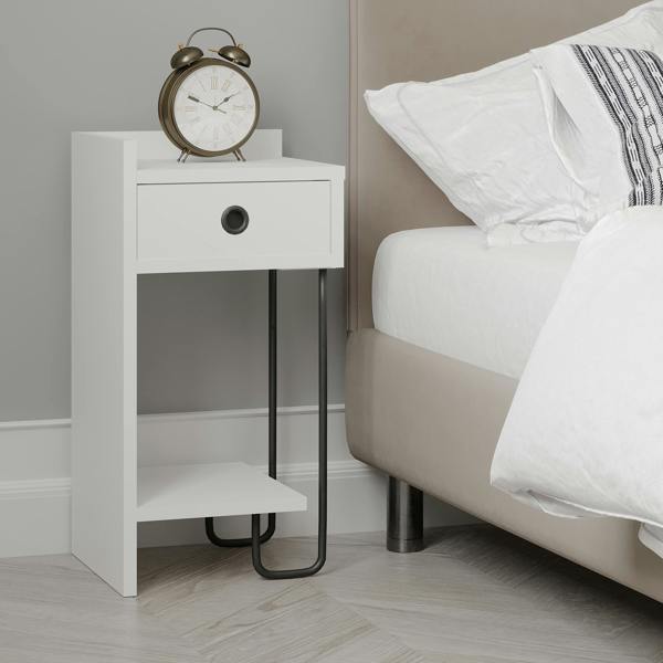 Decortie Sirius Modern Bedside Table with 1 Drawer Open Shelf Left Module Width 32cm