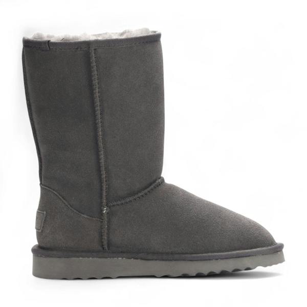 Infinity Leather Women's Genuine Sheepskin Grey Suede Slip-On Ankle Winter Boots - Dusk