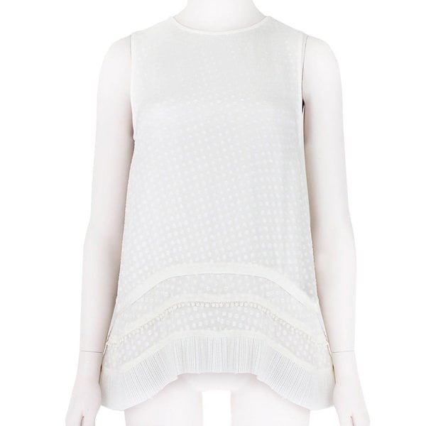 Proenza Schouler ivory tunic top in an embossed polka dot pattern