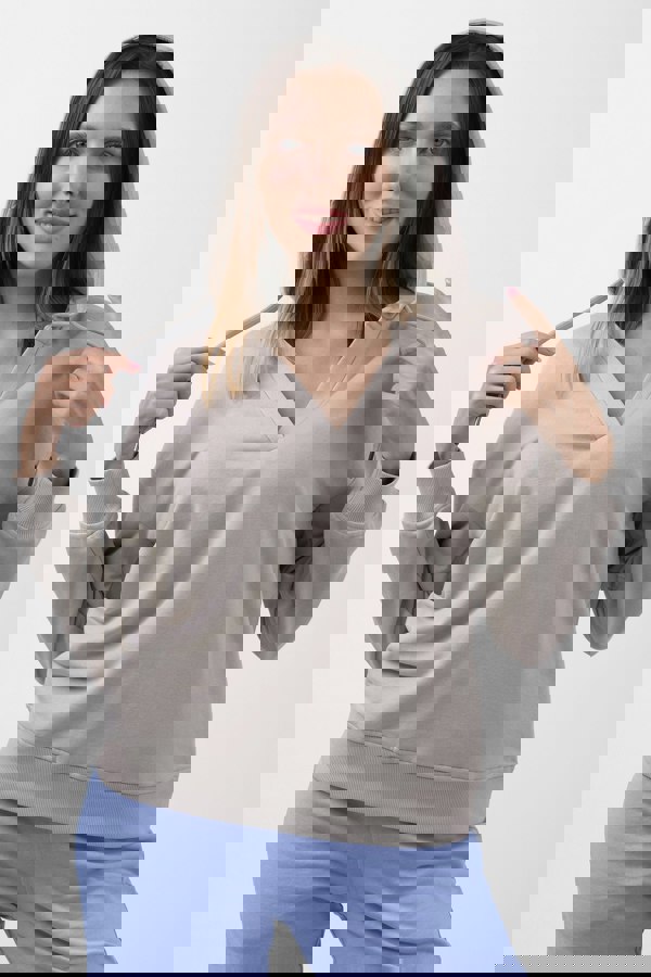 ENORSIA Womens V-Neck Drop Shoulder Hoodie