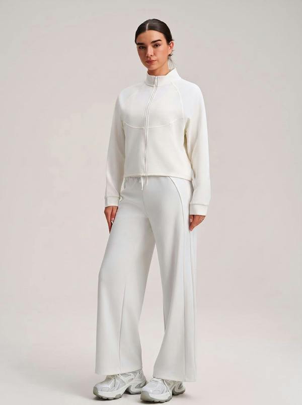 Anniou Cropped Stand Collar Athletic Jacket