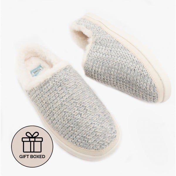 TOMS SAGE Womens Knitted Mule Slippers White