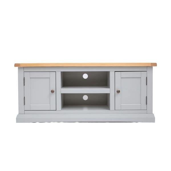 Loreo Light Grey 2 Door TV Cabinet Brass Knob