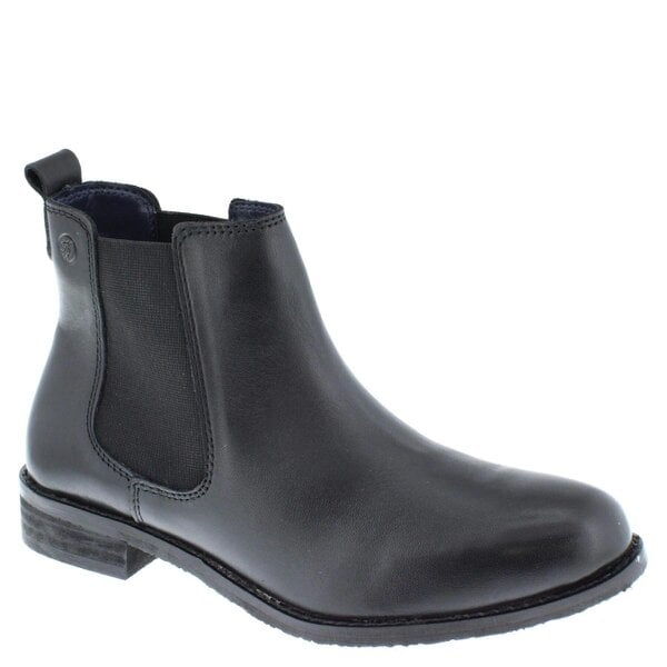 Frank James Aintree Ladies Leather Pull On Chelsea Boots - Black / Black